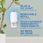 Indoor Flying Insect Trap, Plug-in Bug Catcher with UV Light, 2 Devices and 2 Cartridges