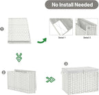 240L Wicker Storage Basket with Lid, Handwoven Rattan Large Shelf Basket with Removable Liner, 63.5 Gallon Wicker Basket for Blanket, Storage Trunk with Handle for Closet, Bedroom, Livingroom, White