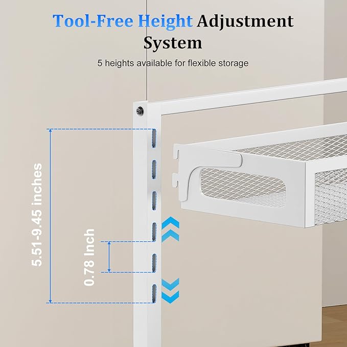 Metal Under Sink Organizer, Pull Out Cabinet Organizer Rack with Silk-Smooth Bottom Drawer, 5-Level Adjustable, Multi-Purpose Storage Shelf for Bathroom, Kitchen, Vanity, Pantry (2-Pack)