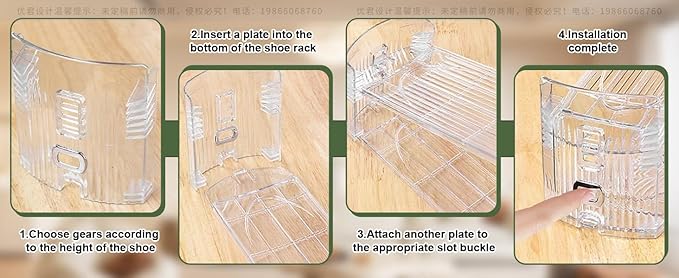 Shoe Slots Organizer, 10-Pack Adjustable Double Deck Shoe Stacker, Clear Space Saver Shoe Rack Holder for Closet Organization, Stackable Shoe Storage for Sneakers, Heels, Flats