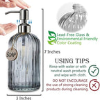JASAI 18 Oz Vertical Stripes Kitchen Soap Dispenser with 304 Rust Proof Stainless Steel Pump, Refillable Liquid Soap Dispenser for Bathroom, Kitchen, Hand Soap, Dish Soap (Clear Grey)