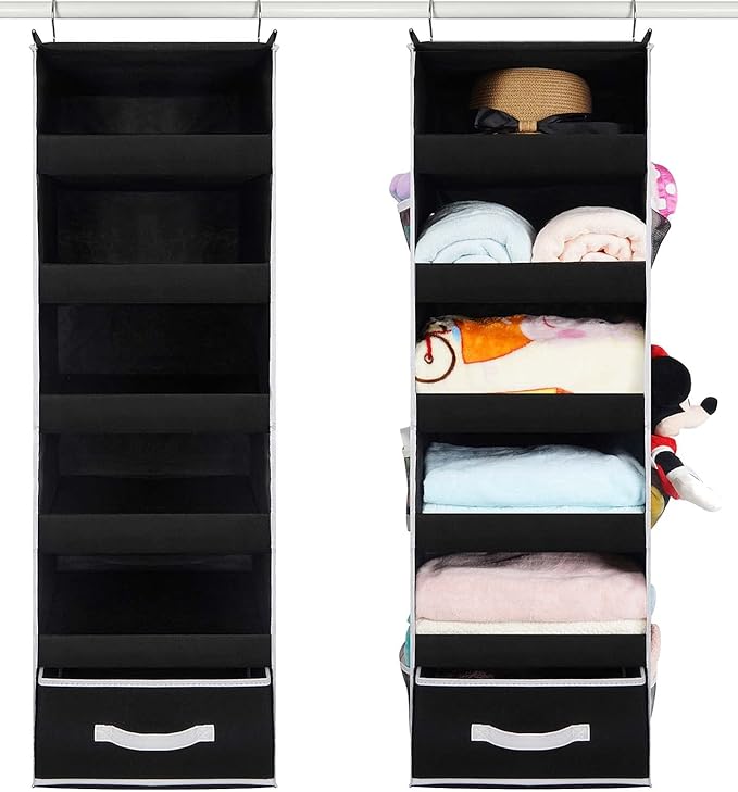 VICTORICH All-IN-ONE Over the Door Organizer, Super Behind the Door Storage Organizer with Door Rack and Large Clear Windows, Wall File Organizer, Hanging Organizer (Big Mesh Black)