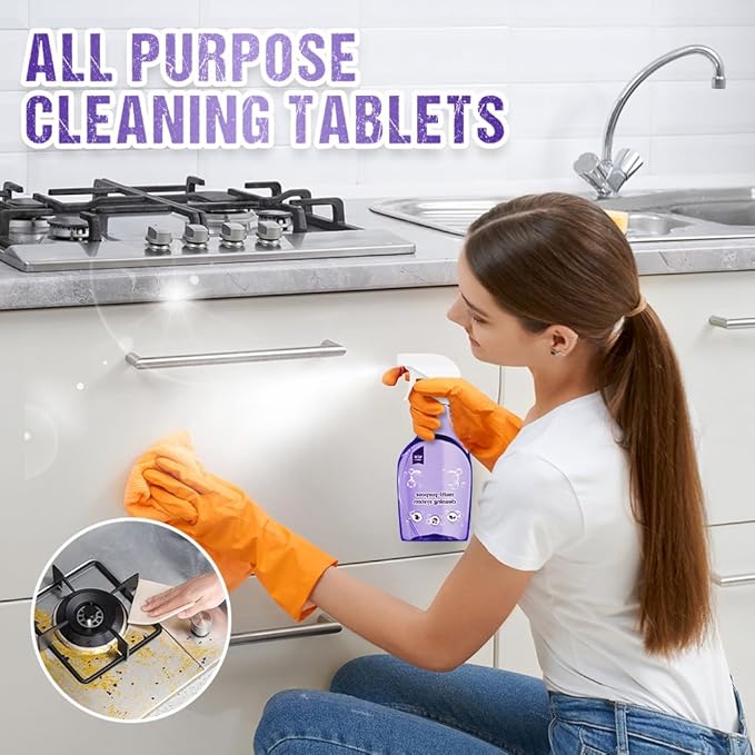 Fliwos Spray Oven Cleaner, 2026 Upgraded All-Purpose Spray Cleaner with Concentrated Cleaning Tablets, Multi-Surface Cleaning Spray for Oven, Grill, Kitchen, Bathroom and Home (1 Bottle+6 Pcs)