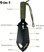 2 Pack Samll Survival Shovel, 9 in 1 Mini Camping Shovel, Ultralight Backpacking Trowel Shovel, Backpacking Gear for Hiking, Camping and Survival Bags (2 Pack)