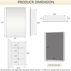 Bathroom Medicine Cabinet with 20x30 in Rectangular Beveled Frameless Mirror,Wall Mounted Mirror Cabinet for Bathroom Toilet Kitchen,Recess or Surface Mount,Already Assembly