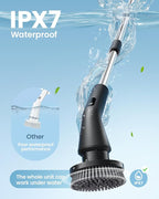 Electric Spin Scrubber, 2025 New Cordless Cleaning Brush for Home, IPX7 Waterproof Spin Scrubber with 7 Brush Heads, Adjustable Long Handle and 2 Rotating Speeds for Bathroom Tub Floor