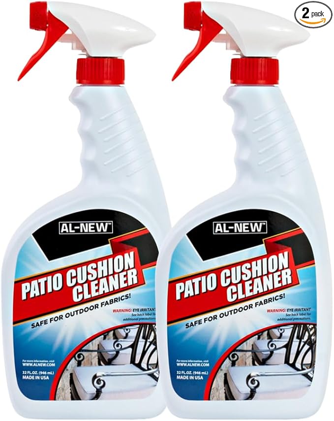 AL-NEW Patio Cushion Cleaner | Safe For Use On Outdoor Fabrics Such As Patio Cushions, Awnings, Furniture Covers, and more (32 Ounce) Pack of 2