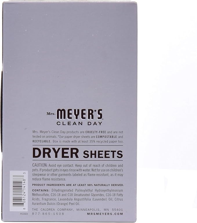 Mrs. Meyer's Clean Day Dryer Sheets Lavender, 80 Count (Pack of 2)
