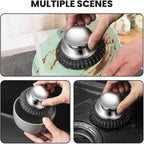 Steel Wool Scrubber with Handle, Upgrade Heavy Duty Stainless Steel Dish Scrubber for Cleaning Dishes, Iron Pots, Stoves, Kitchen Sink (4 pcs)
