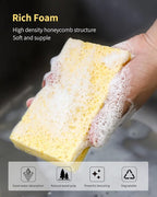ARCLIBER Kitchen Sponge,Heavy Duty Color Cellulose Sponge,Clean Tough Messes Without Scratching (12 Pack)