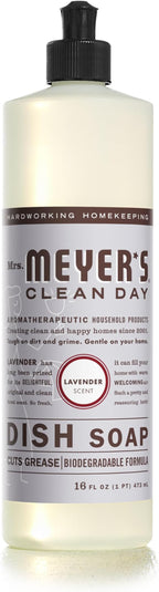 MRS. MEYER'S CLEAN DAY Liquid Dish Soap, Lavender Scent, 16 Ounce Bottle