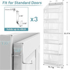 AOODA Clear Over the Door Hat Racks for Baseball Caps, Large Holds up to 72 Caps Hat Storage Organizer for Closet Wall, Deep Pockets Hanging Snapback Holder Shelves with 3 Hooks, White