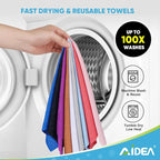 AIDEA Microfiber Cleaning Cloth Roll, 50PK, Reusable Paper Towels Tear Away Cloth, Microfiber Towels for Cars, Lint Free Cleaning Rags for House, Kitchen, Window, 11.5"×11.5", Purple