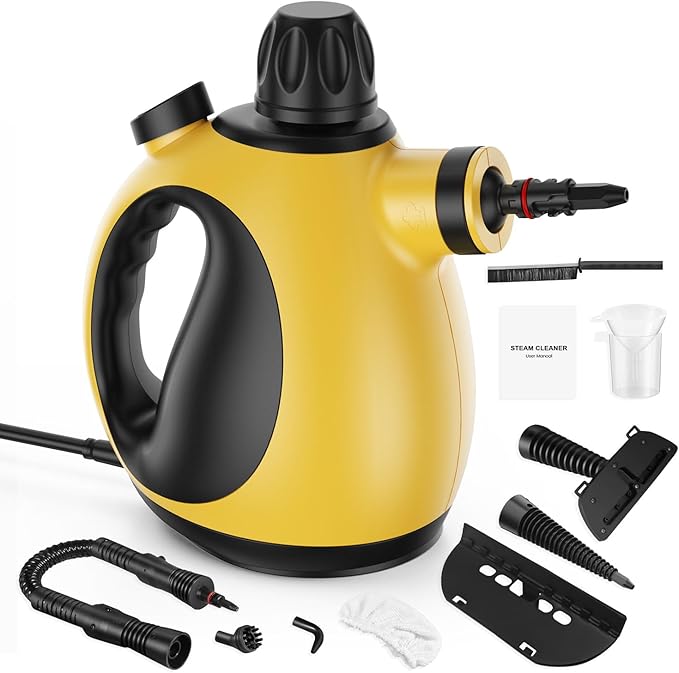 Handheld Steam Cleaner for Home - Pressurized Handheld Steamer for Cleaning with High Pressure, Chemical-Free Multi-Purpose Portable Deep Steam Cleaner for Cleaning Windows, Couch(Yellow)