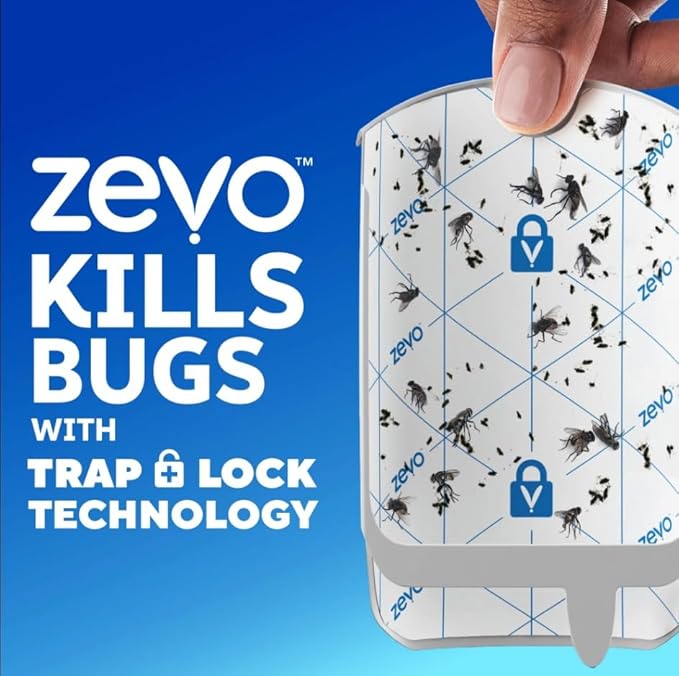 Zevo Flying Insect Trap Refill – 4 Cartridges | Works with Zevo Plug-in Trap | Attracts & Traps Flying Insects
