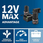 BOSCH CLPK22-120 12V Max Cordless 2-Tool Combo Kit with 3/8 in. Drill/Driver, 1/4 in. Impact Driver, (2) 2 Ah Batteries, Charger and Case