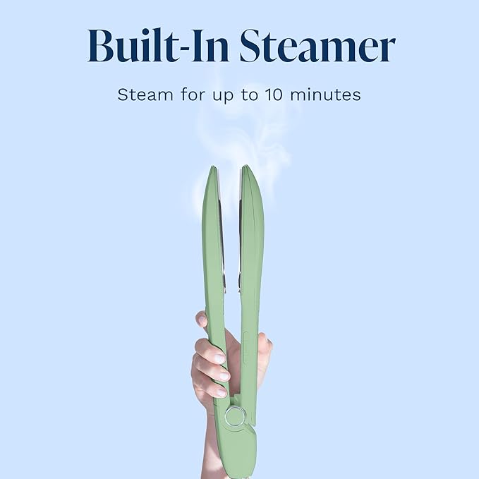 Nori Press Travel Steam Iron - Handheld Iron With Optional Steam Feature - No Ironing Board Required - Easy to Use w/ 6 Fabric Settings - Removes Wrinkles - User Manual Included - Green