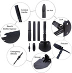 iunio Camping Shovel,Shovel Folding, Portable, Multitool, Foldable Entrenching Tool, Collapsible Spade, for Backpacking, Trenching, Hiking, Survival, Car Emergency