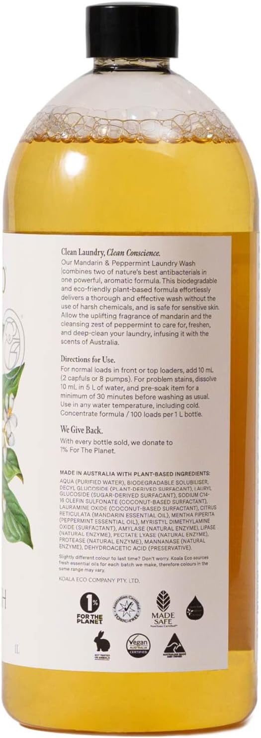Koala Eco Laundry Wash - with Australian Mandarin and Peppermint Essential Oil - 33.8oz