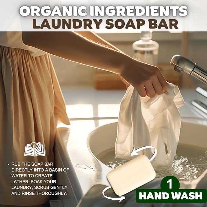 Kelebs Organic Laundry Soap Bar with Coconut for Sensitive Skin - Delicate Stain Remover Clothes, Underwear, Collar - 2 PCS