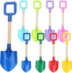 Mototo 8 Pack Beach Shovels, 16'' Plastic Beach Sand Toys Spade Scoop Gardening Tools Kit Sandbox Wooden Handle Spades for Kids Adults Garden Outdoor Snow Backyard Sand Summer