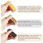 Shoe Cleaning Brush Set with Nylon, Boar and Horsehair Bristles, Wooden Sneaker Cleaner Brush for Leather, Suede, Canvas, Textile, Bags and Accessories - 3 Pack