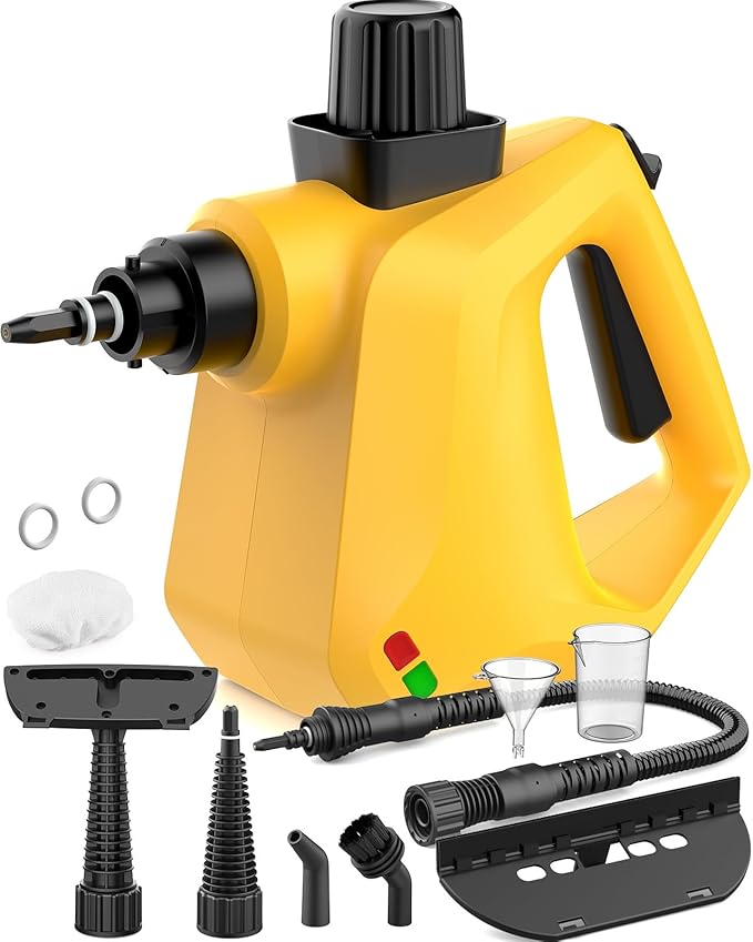 Pressurized Deep Cleaning Handheld Steam Cleaner for Home, Multi-Purpose Natural Steamer with 9 PCS Accessories for Kitchen, Car Detailing, Furniture, Bathroom, Floor, Tile and Grout