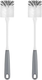 MR.SIGA Long Handle Bottle Brush, Flexible Scrub Brush for Water Bottles, Glasswares, Mugs, Gray, 2 Pack