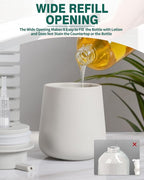 Bosilunlife Soap Dispenser Bathroom - Grey Ceramic Soap Dispenser Lotion Hand Pump Dish Soap Bottle for Kitchen 12oz Refillable Liquid Hand Wash Dispenser for Bathroom