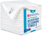 MW Pro Microfiber Cleaning Cloth | White (12 Pack) | Size 16" x 16" | All Purpose Microfiber Towels - Clean, Dust, Polish, Scrub, Absorbent