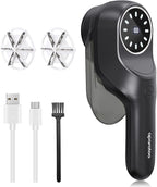 Fabric Shaver and Lint Remover with 2 Extra Blades, Led Digital Display Fabric Shaver for Furniture, 2 Speeds Powerful Ball Remover for Clothes Sweater Sofa Carpet (Black)