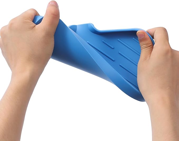 Silicone Bathroom Soap Dishes with Drain Spout Bathroom and Kitchen Sink Organizer,Sponge Holder,Dish Soap Tray,Perfect for Dispenser,Scrubber,Bottle,Cup on Counter Lichen Blue 9.6"×5.3"