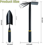2 Pcs Garden Tool Set, Heavy Duty 2 in 1 Garden Hoe and V-Shaped Garden Trowel, Durable Gardening Hand Tools for Weeding, Loosening Soil, Transplanting