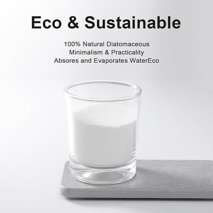 Water Absorbing Stone Tray for Sink | Quick Drying Diatomaceous Earth Coasters | Soap Dish Holder & Toothbrush Holder for Bathroom Counter | Hand Soap & Plant & Toiletries | Grey 2-Pack