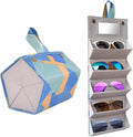 Kenpal Sunglasses Storage Organizer Holder Foldable Travel Case with 5 Slot Compartments for Multiple Glasses