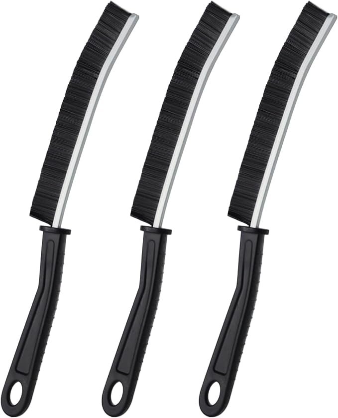 Cleaning Brush, Bathroom Tile Groove Gap Cleaning Brush,Premium Cleaning Tool Aluminum Support with 15° Angle, Thin Brush for Home Kitchen (3PCS)