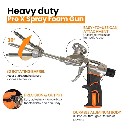 BEEST FullStop Spray Foam Insulation Kit for Walls and Attic - 120 Board ft/sq.ft. Perfect Heat & Acoustic Insulation for Reduced Energy Bills - 6X Spray Foam Can, Cleaner, Pro X Gun & Safety Gear