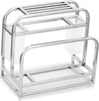 Knife Holder Storage Organizer with Hooks, Stainless Steel Knife Block Holder Cutting Board Rack,Kitchen Utensils Holder with Drainer Tray for Kitchen Countertop