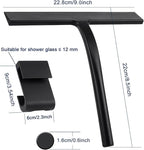 All -Purpose Silicone Shower Squeegee for Shower Glass Door with Hook, Bathroom Accessories for Window Mirror Tile Car Shower Walls,Household Shower Cleaner Tool (Black, 9 inch(1 Hook)