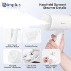 SIMPLUS Travel Steamer for Clothes, Portable Handheld Garment Steamer for Clothing, 10s Fast Heat Up, 170ml Water Tank with Measuring Cup, Small Foldable Fabric Wrinkle Remover for Home, White