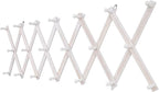 SCUNDA Accordion Wall Hanger with 20 Hooks, Wooden Wall Expandable Coat Rack for Coat, Hats, Baseball Caps, Coffee Mug, Jewelry(Ruist White)
