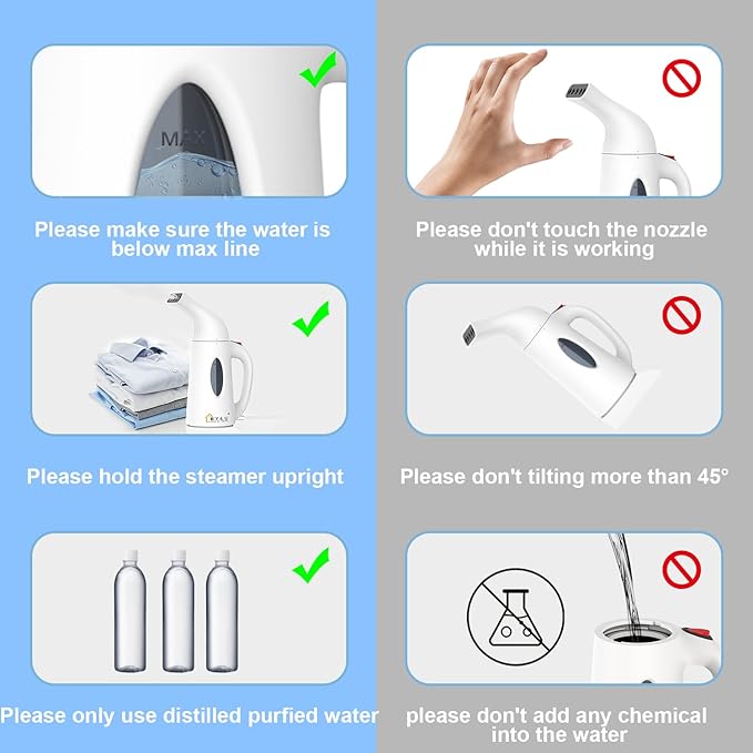 Powerful Travel Steamer for Clothes Handheld Clothing Steamer Handheld Garment Steamer Wrinkle Remover for Home and Travel White