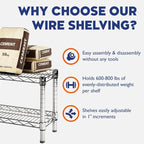Shelving Inc. 12" d x 72" w Chrome Wire Shelving with 2 Tier Shelves, Weight Capacity 800lbs Per Shelf