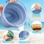 3PCS Foldable Beach Bucket Sandbox Kit Toys for Kid Adult, Collapsible Small Bucket for Washing Camping Fishing, Silicone Sand Pail for Garden Planting, Travel, Beach Summer Toy Gift for Boy Girl