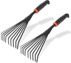 2 Pcs Gardening Hand Rake, 14.5" Alloy Steel Short Handle Shrub Rake for Soil Loosening, Planting and Spreading Mulch, Hanging Hole for Storage, Perfect for Maintaining a Raised Garden Bed