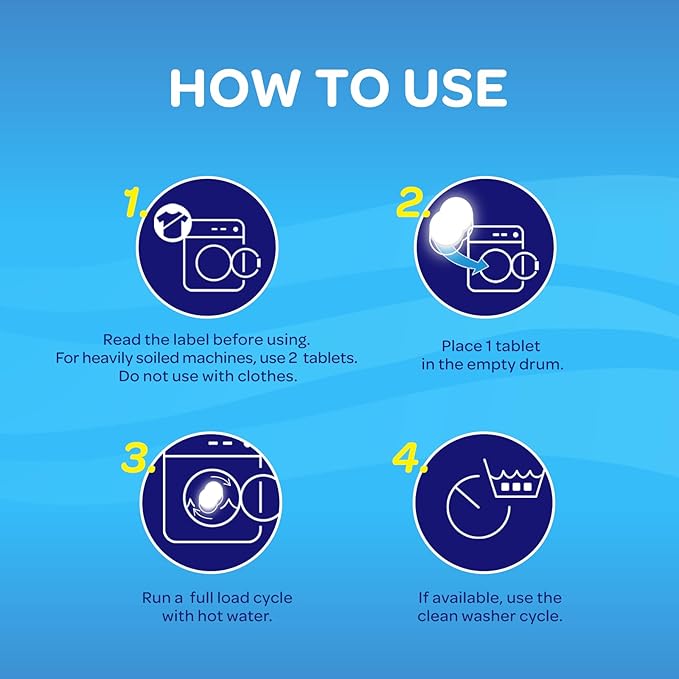 Washing Machine Cleaner Tablets 12 Pack, Formulated for Pet Owners, 8.5oz Washer Machine Cleaner Tablets, Deep Cleaning Descaler for HE, Top & Front Load Washers, Septic Safe - 6 Month Supply