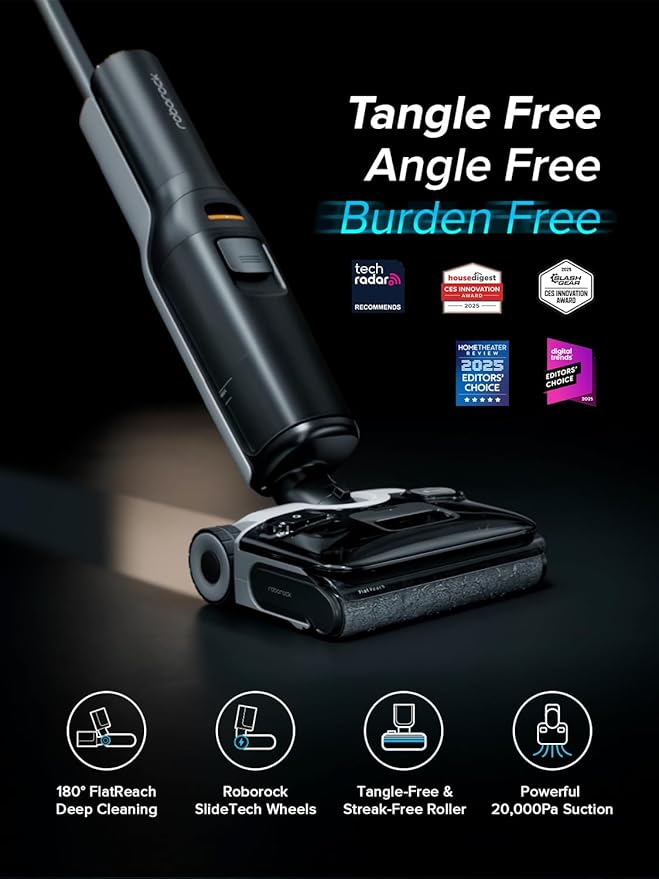 roborock F25 ACE Wet Dry Vacuum Cleaner, Cordless Vacuum Mop All in One for Hard Floor, 20000Pa Hardwood Floor Cleaner with Zero Tangle, 194°F Hot Air Flash Drying Electric Mop, 180° Lie Flat, WiFi