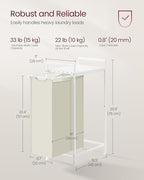 VASAGLE Laundry Hamper, Laundry Basket, Laundry Sorter with a Pull-Out and Removable Bag, Shelf, Metal Frame, 12.4 Gallons (47 L), 16.5 x 11 x 29.5 Inches, Cream White and Cloud White UBLH001W01