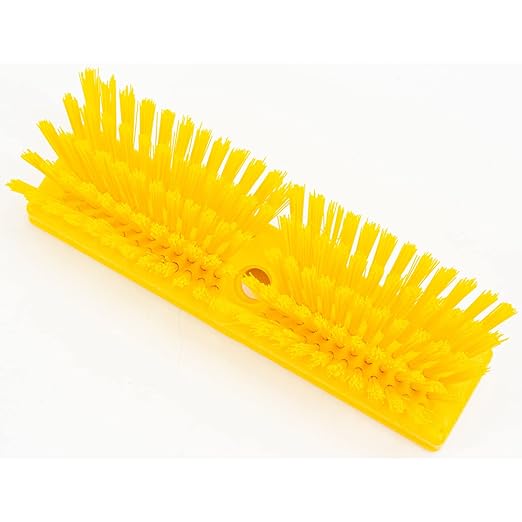 SPARTA Plastic Floor Scrub Brush, Brush Head Only, Deck Brush with ACME Standard Thread Fitting for Deck, Industrial Kitchens, and Hospitals, 10 Inches, Yellow, (Pack of 6)