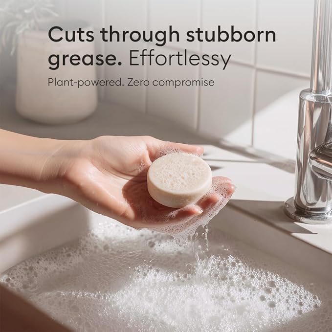 Vove Dish Soap Bar 3 Pack, Bergamot & Grapefruit Essential Oils, Plant-Based Solid Dish Soap, Coconut Oil & Baking Soda, Zero-Waste Plastic-Free, FSC-Certified Kraft Packaging